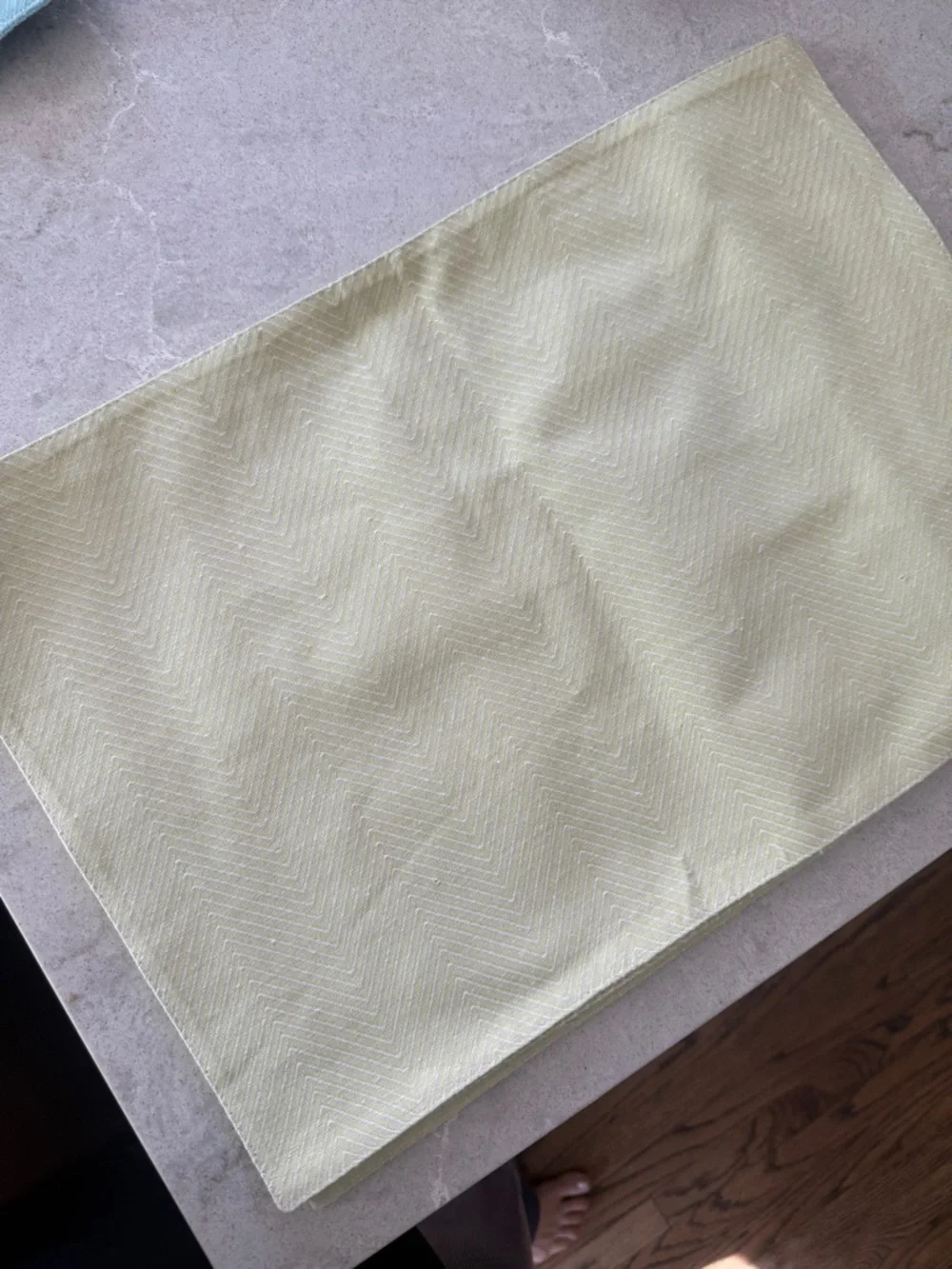 New set of 4 Light sage green cotton Chevron Placemats